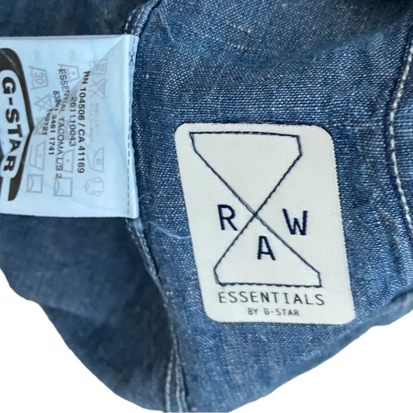 Vintage G-star Raw Distressed Denim Raw Button Up Shirt Blue Pockets Size L Jean - Picture 8 of 9